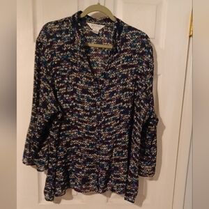 💰 Allison Taylor Multicolored Crinkle Button Front Top